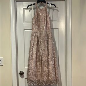 Elegant Pink Lace Halter Dress